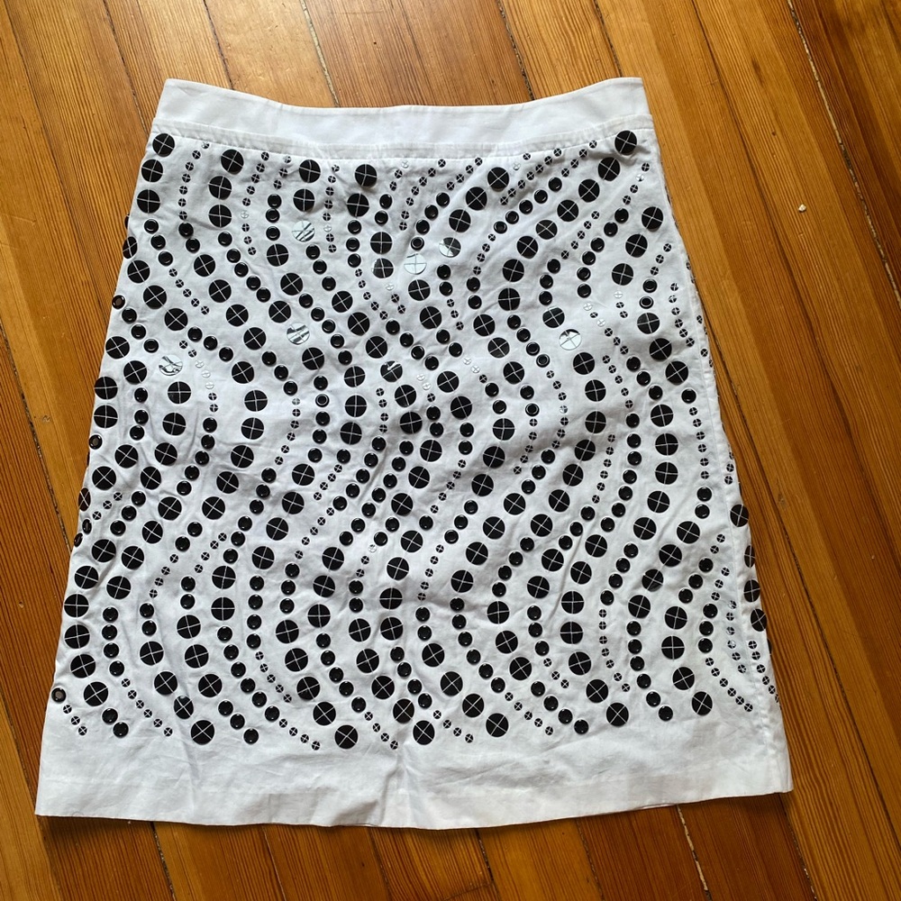 Vera wang Lavender Label white cotton sequin studded white knee length skirt 6